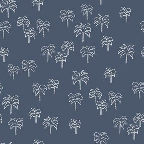 palm tree fabric - summer 2020, muted colors - sfx3928 indigo