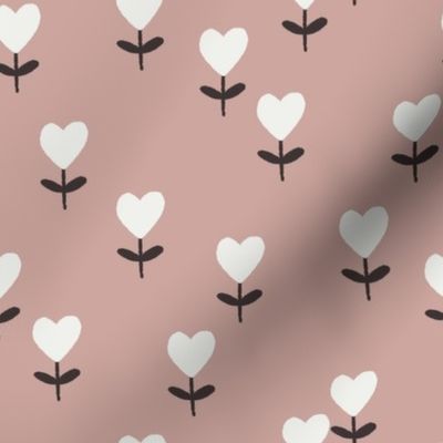 heart flowers fabric - sweet feminine floral - sfx1512 rose