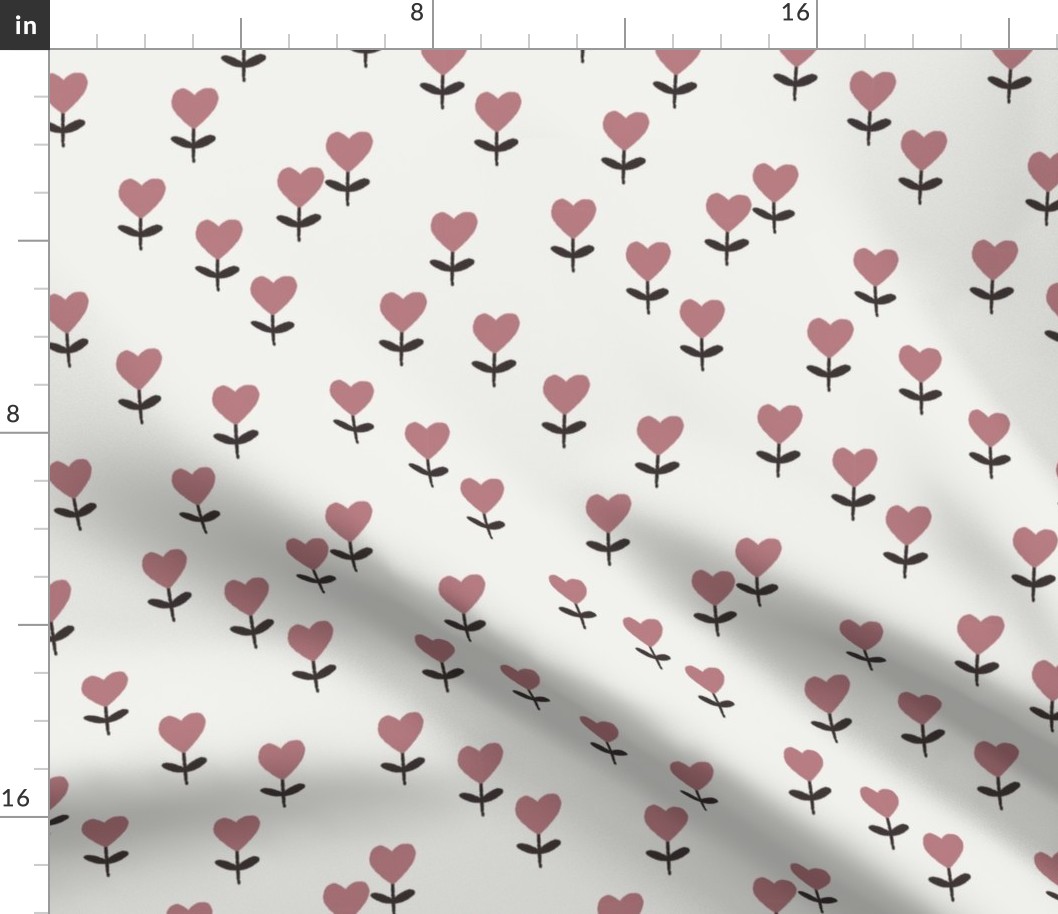 heart flowers fabric - sweet feminine floral - sfx1718 clover