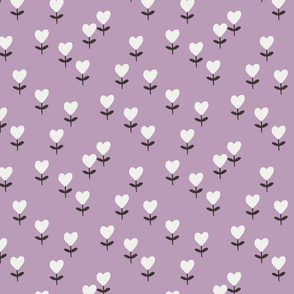 heart flowers fabric - sweet feminine floral - sfx3307 lavender