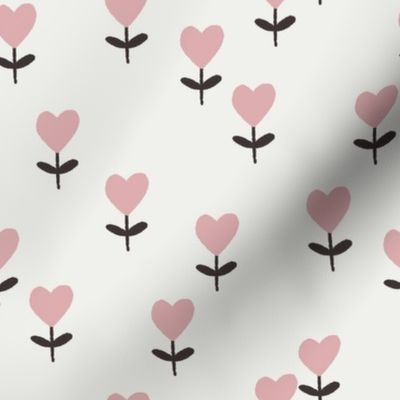 heart flowers fabric - sweet feminine floral - sfx1611 powder