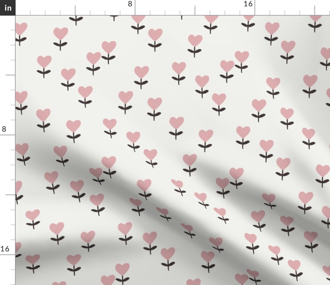 heart flowers fabric - sweet feminine floral - sfx1611 powder