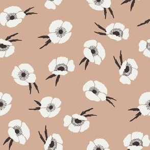 poppies fabric - fall floral fabric - sfx1213 almond