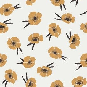 poppies fabric - fall floral fabric - sfx1144 oak leaf