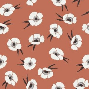 poppies fabric - fall floral fabric - sfx1436 apricot