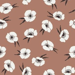 poppies fabric - fall floral fabric - sfx1227 cafe