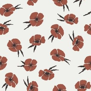 poppies fabric - fall floral fabric - sfx1441 clay