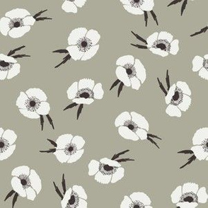 poppies fabric - fall floral fabric - sfx0110 sage