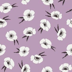 poppies fabric - fall floral fabric - sfx3307 lavender