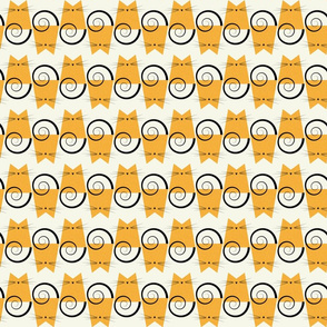 cats - figaro cat orange - geometric cats - cats fabric