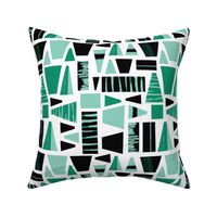 Abstract Shapes Teal Green Black