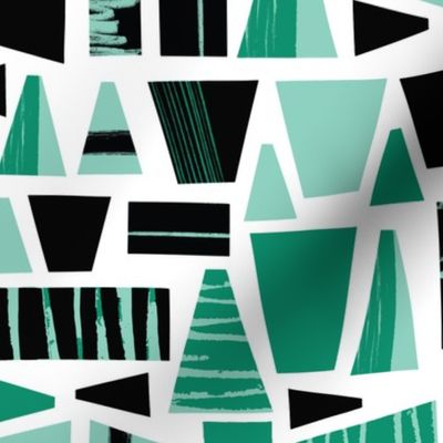 Abstract Shapes Teal Green Black