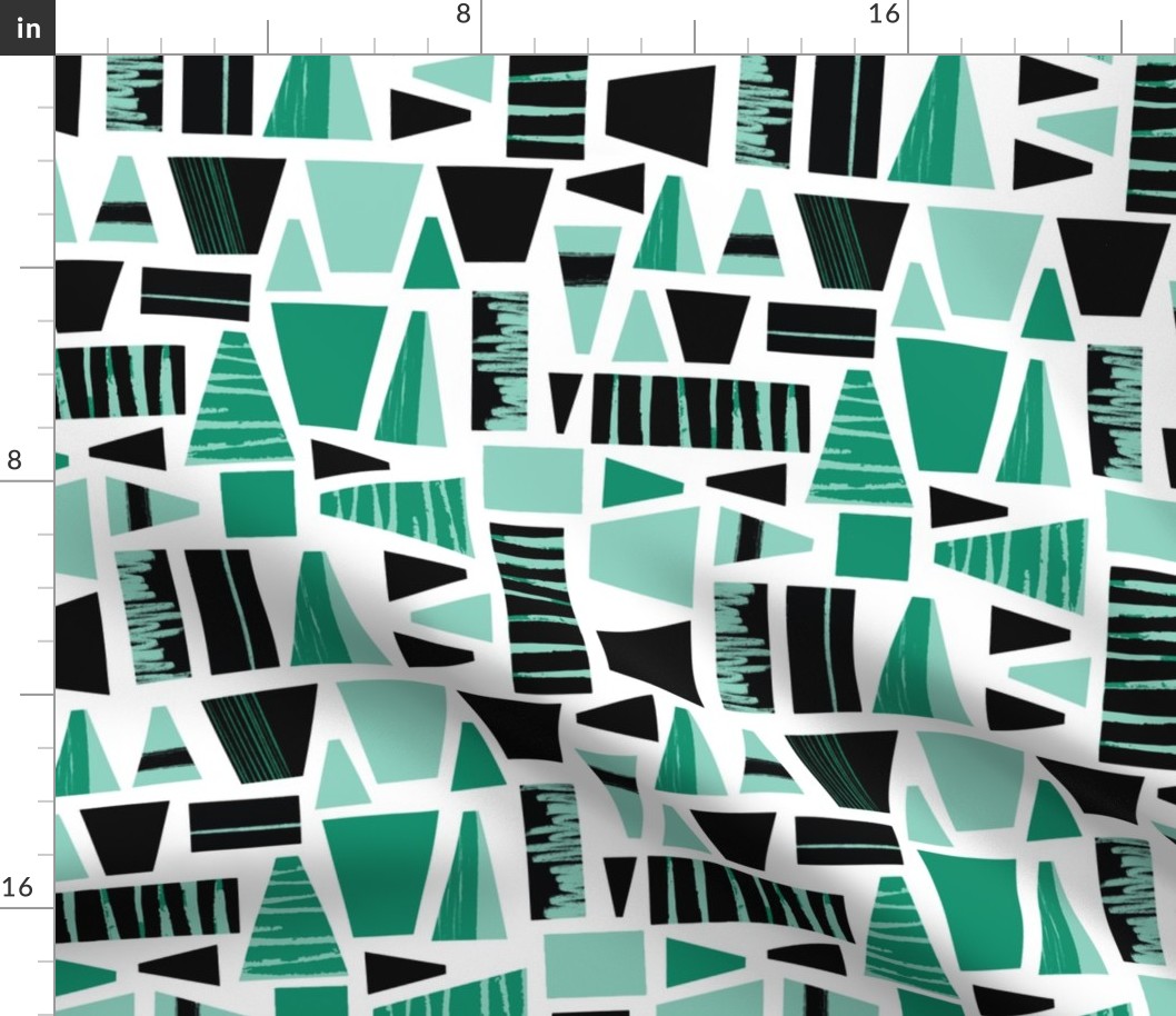 Abstract Shapes Teal Green Black