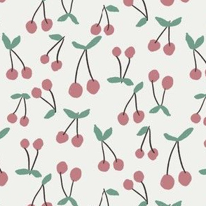 cherries fabric - summer fruit fabric - sfx1610 dusty rose