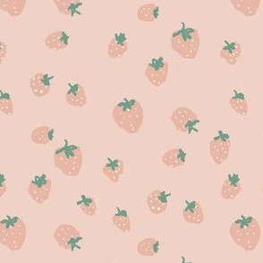 strawberries fabric - summer fruit fabric -  sfx1404 blush