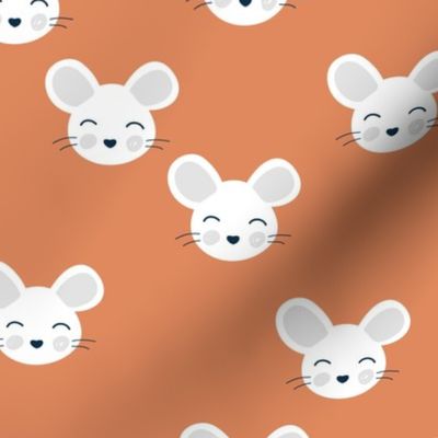 Kawaii mice little adorable mouse design for kids animals neutral nursery orange brick 