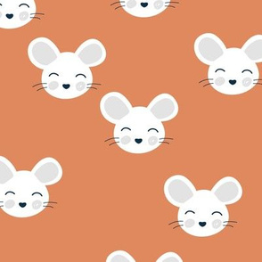 Kawaii mice little adorable mouse design for kids animals neutral nursery orange brick 