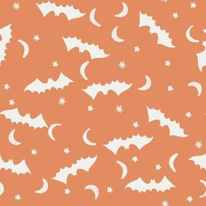 bats fabric - halloween bats moon and stars design - copper sfx1338