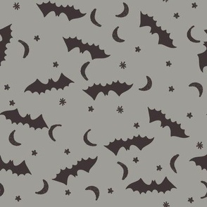 bats fabric - halloween bats moon and stars design - fog sfx5803