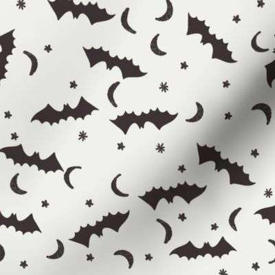 bats fabric - halloween bats moon and stars design - coffee sfx1111