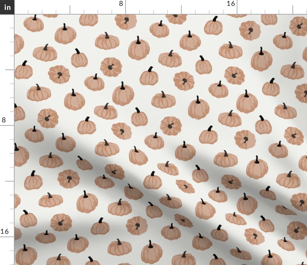 pumpkins fabric - simple minimal pumpkins - sfx1213 almond