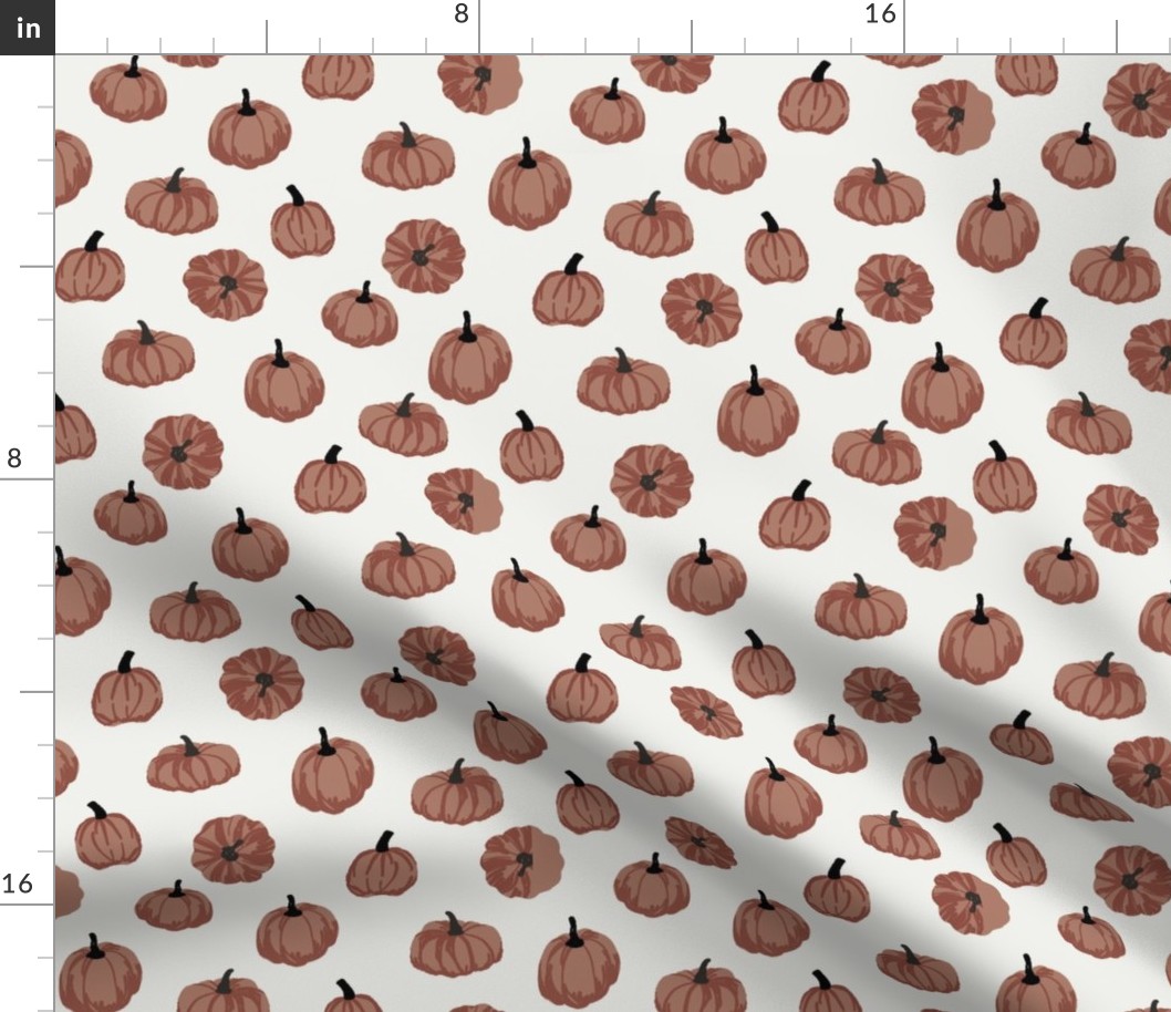 pumpkins fabric - simple minimal pumpkins - sfx1227 cafe