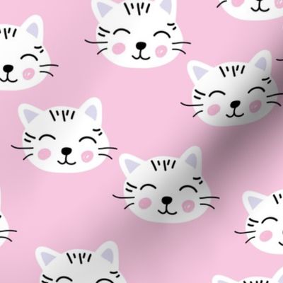 Little kawaii kittens cat faces for cat loving kids pink violet