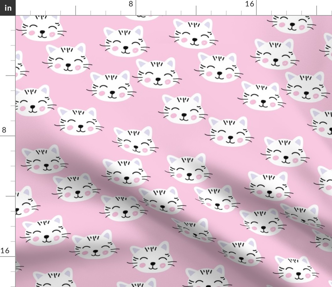 Little kawaii kittens cat faces for cat loving kids pink violet