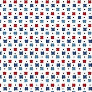 Bee n I -vintage /mini quilt print Red Blue White 