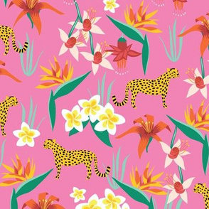 Exotic Flowers and Cheetahs Pink