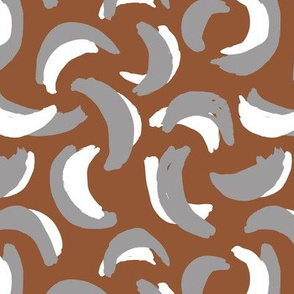 Inky texture abstract banana summer boho fruit design half moon design nursery rust copper gray