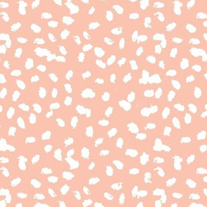 Messy spots minimal inky cheetah animal print spots and dots boho nursery monochrome white on coral pink peach