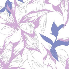 Light contour flowers of lilac color