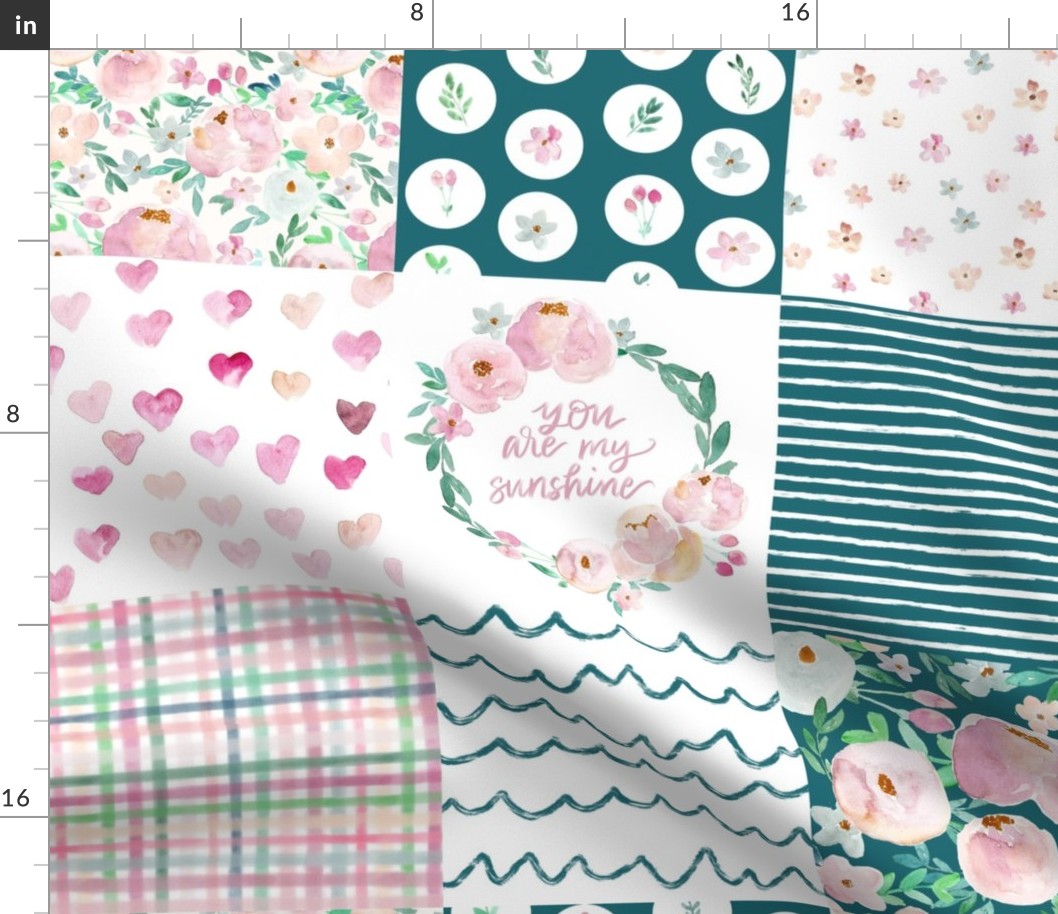 sweet times springtime teal cheater quilt 