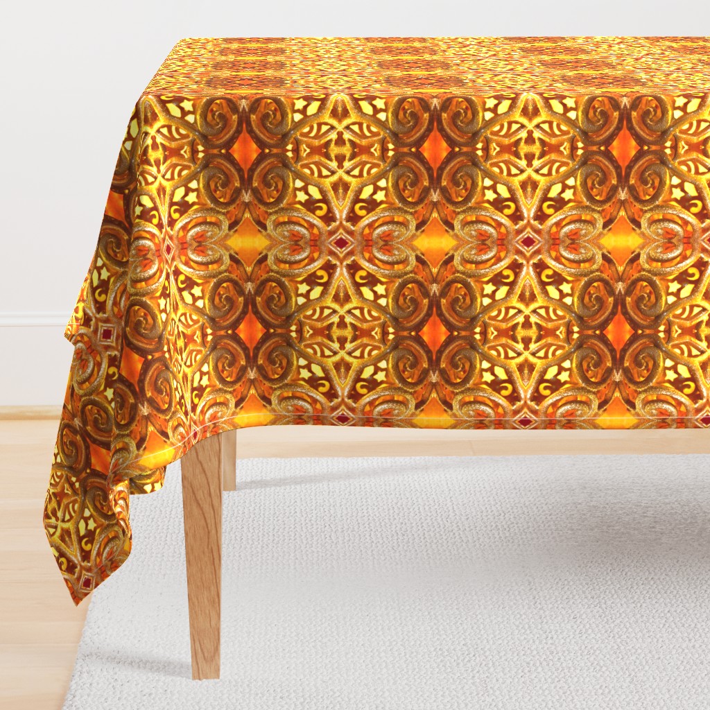 CRISTINE golden orient Neo Art Deco orange  yellow  - table runner tablecloth napkin placemat dining pillow duvet cover throw blanket curtain drape upholstery cushion duvet cover clothing shirt wallpaper fabric living home decor 