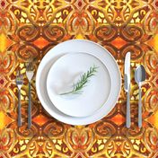 CRISTINE golden orient Neo Art Deco orange  yellow  - table runner tablecloth napkin placemat dining pillow duvet cover throw blanket curtain drape upholstery cushion duvet cover clothing shirt wallpaper fabric living home decor 
