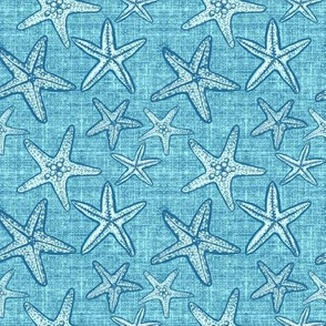 Starfish textured teal linen