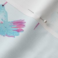 Hummingbirds | Watercolor Birds Fabric | Pink, Blue