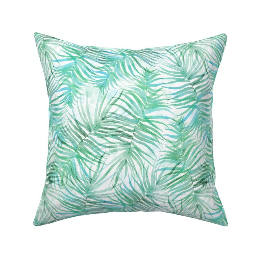 Aquamarine Watercolor Palms 12”