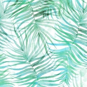 Aquamarine Watercolor Palms 12”