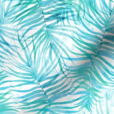 Turquoise Watercolor Palms 12”