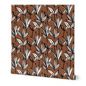 Inky texture wild flowers leaves and abstract garden botanical boho design neutral earthy nursery rust copper brown white