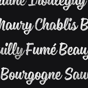 ★ FRENCH WINE LIST ★ White Chalk on Black - Large scale / Collection : French Style :) Words & Breton Stripes Prints