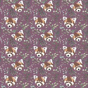red panda design purple linen