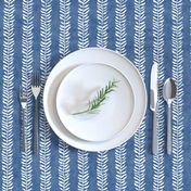 Botanical Block Print in Indigo Blue | Leaf pattern fabric from original block print, plant fabric, white on denim blue.