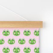 cute frogs - pink stripes - LAD20