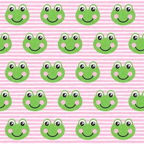cute frogs - pink stripes - LAD20