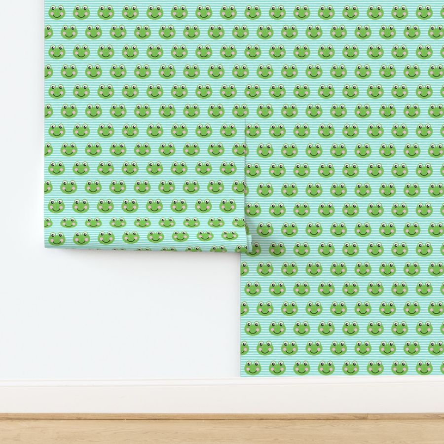 cute frogs - teal stripes - LAD20