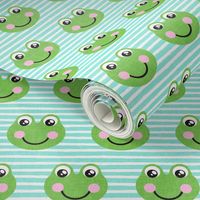 cute frogs - teal stripes - LAD20