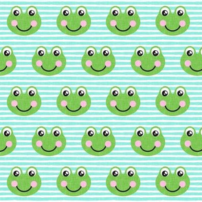 cute frogs - teal stripes - LAD20